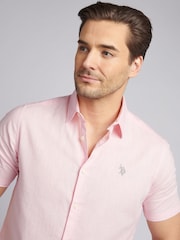 U.S. Polo Assn. Pink Mens Linen Blend Short Sleeve Shirt - Image 2 of 7