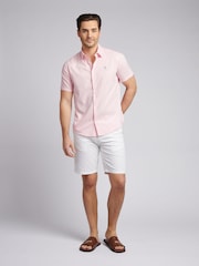 U.S. Polo Assn. Pink Mens Linen Blend Short Sleeve Shirt - Image 4 of 7