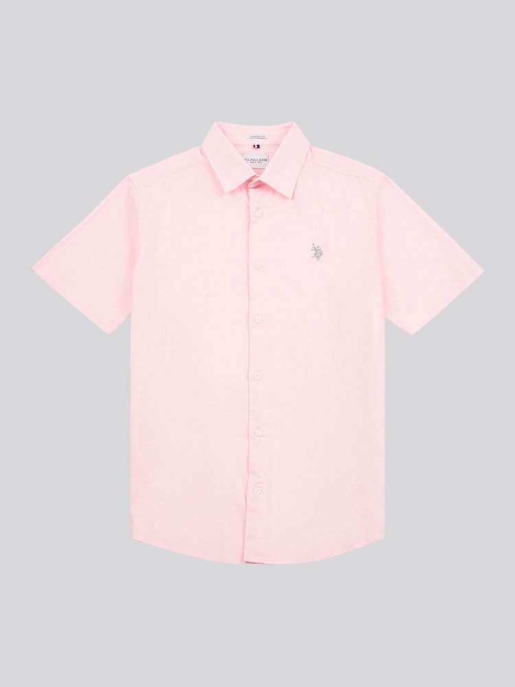 Buy U.S. Polo Assn. Pink Mens Linen Blend Short Sleeve Shirt from Next USA