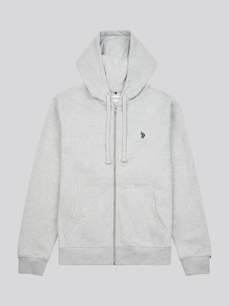 U.S. Polo Assn. Grey Mens Double Horsemen Loopback Zip Hoodie - Image 1 of 4