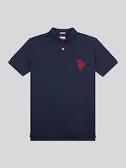 U.S. Polo Assn. Blue Mens Large Player Pique 100% Cotton Polo Shirt - Image 1 of 4