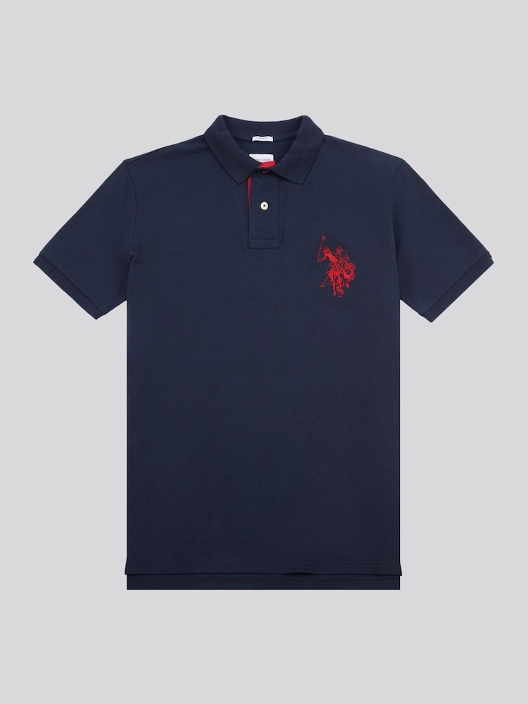 U.S. Polo Assn. Blue Mens Large Player Pique 100% Cotton Polo Shirt - Image 1 of 4