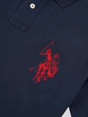 U.S. Polo Assn. Blue Mens Large Player Pique 100% Cotton Polo Shirt - Image 3 of 4