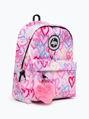 Hype. Girls Pink Graffiti Hearts Iconic Backpack - Image 2 of 6