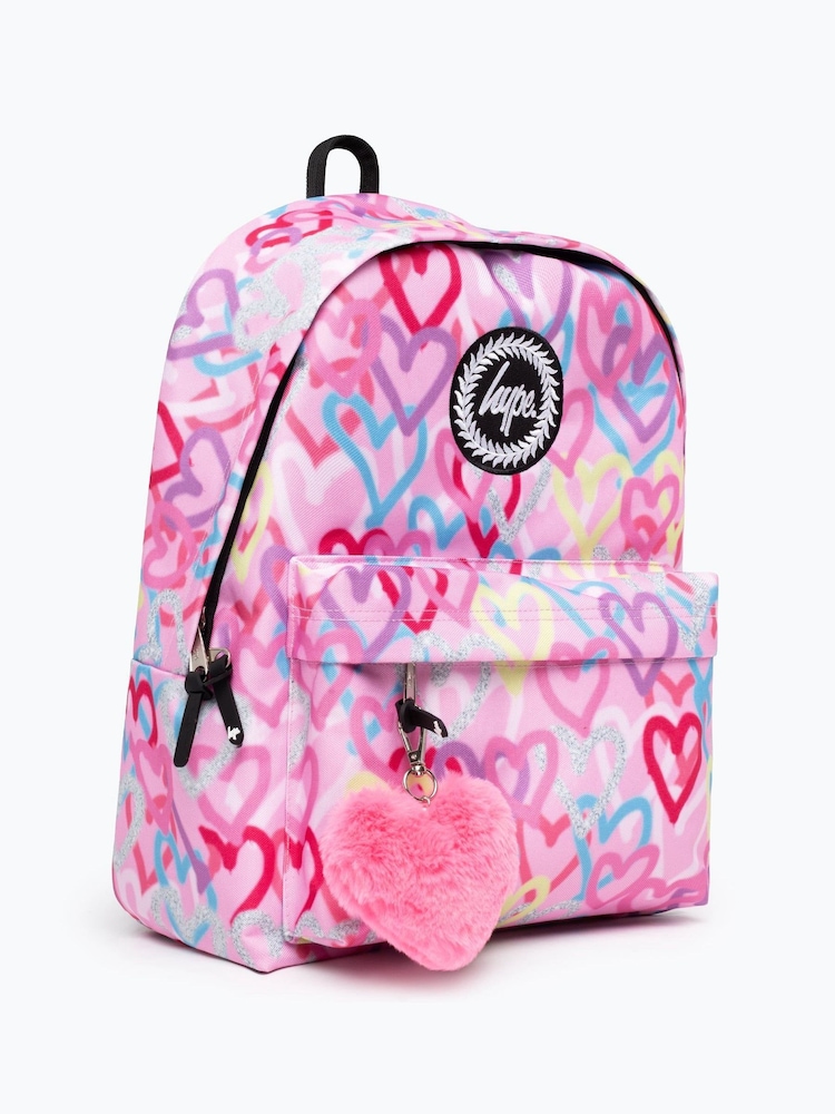 Hype. Girls Pink Graffiti Hearts Iconic Backpack - Image 2 of 6