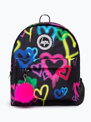 Hype. Girls Graffiti Hearts Iconic Black Backpack - Image 1 of 2