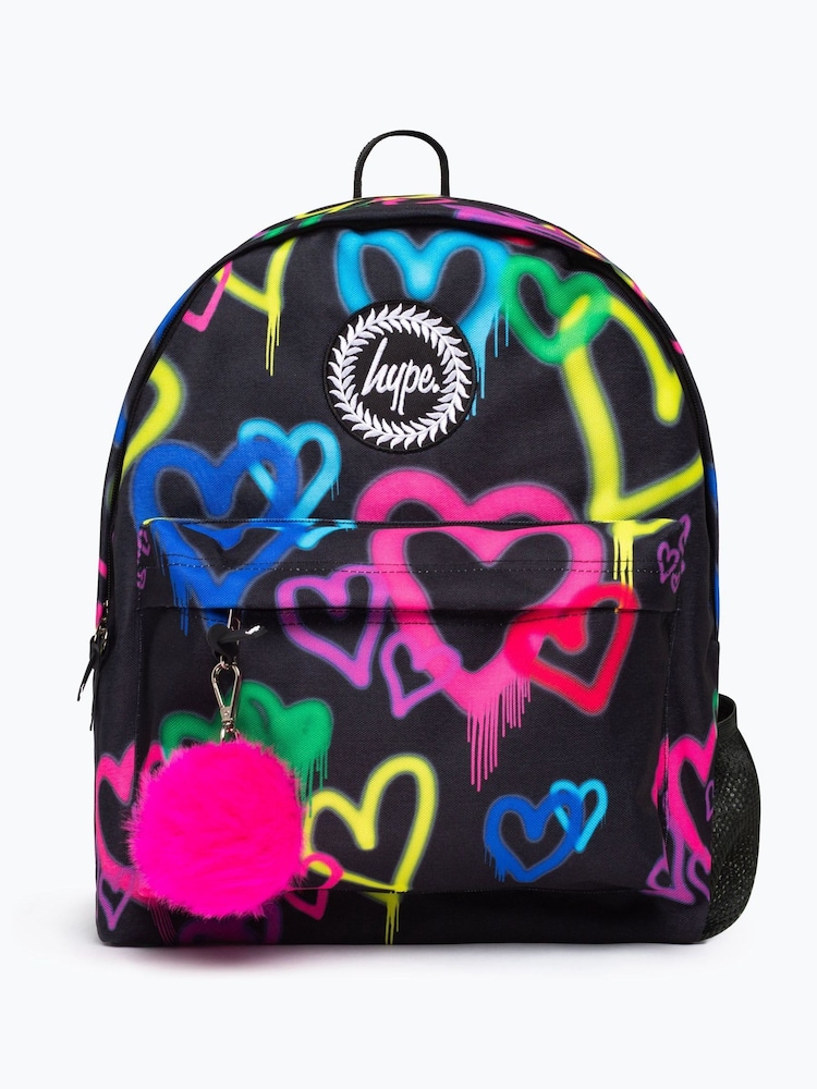 Hype. Girls Graffiti Hearts Iconic Black Backpack - Image 1 of 2