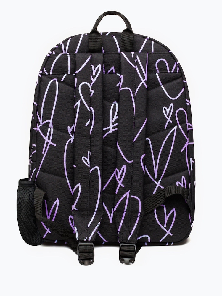 Hype. Girls Purple Glitter Scribble Hearts Iconic Backpack - Image 2 of 5
