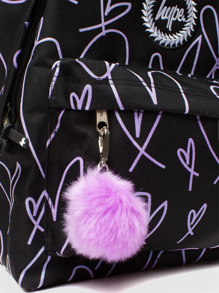Hype. Girls Purple Glitter Scribble Hearts Iconic Backpack - Image 5 of 5