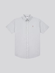 U.S. Polo Assn. Grey Mens 100% Cotton Short Sleeve Oxford Shirt - Image 1 of 3