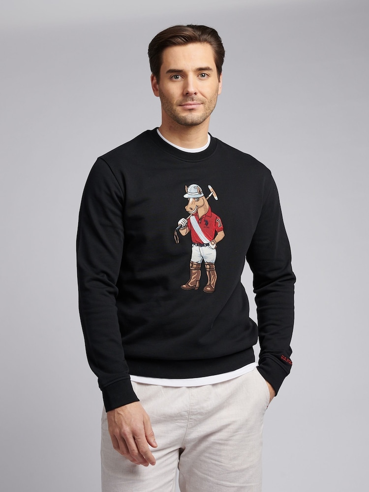 U.S. Polo Assn. Black Mens Chuck Loopback Crew 100% Cotton Sweatshirt - Image 1 of 11 U.S. Polo Assn. Black Mens Chuck Loopback Crew 100% Cotton Sweatshirt - Image 1 of 11