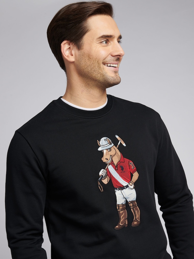 U.S. Polo Assn. Black Mens Chuck Loopback Crew 100% Cotton Sweatshirt - Image 2 of 11 U.S. Polo Assn. Black Mens Chuck Loopback Crew 100% Cotton Sweatshirt - Image 2 of 11