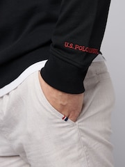 U.S. Polo Assn. Black Mens Chuck Loopback Crew 100% Cotton Sweatshirt - Image 5 of 11