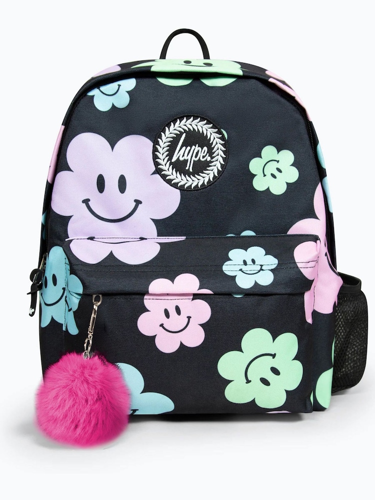 Hype. Girls Iconic Happy Flower Black Backpack - Image 1 of 3