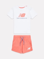 White pink - New Balance Kids Jersey Ringer T-Shirt & Shorts Set - Image 1 of 5