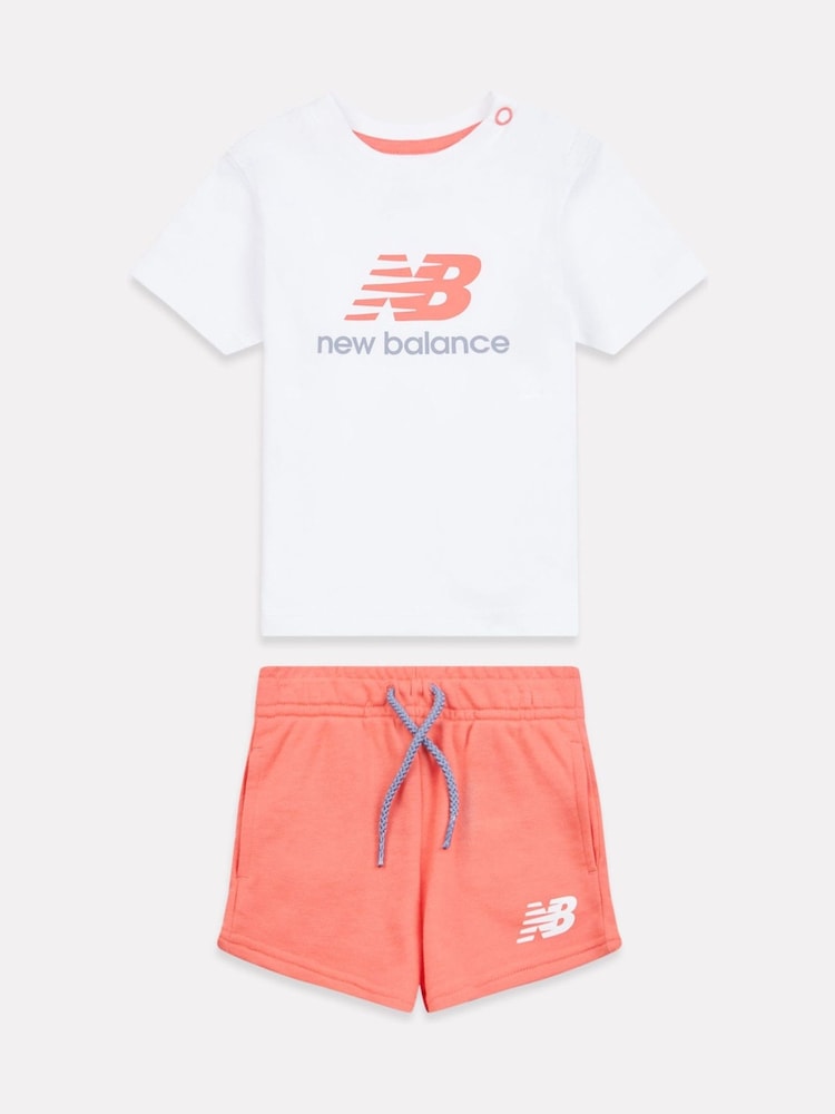 White pink - New Balance Kids Jersey Ringer T-Shirt & Shorts Set - Image 1 of 5