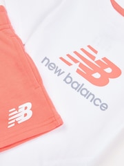 White pink - New Balance Kids Jersey Ringer T-Shirt & Shorts Set - Image 3 of 5