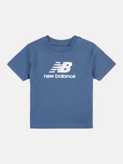 Blauw - New Balance Kids Stacked Logo 100% Cotton T-Shirt - Image 1 of 3