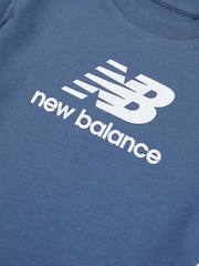 Blauw - New Balance Kids Stacked Logo 100% Cotton T-Shirt - Image 3 of 3