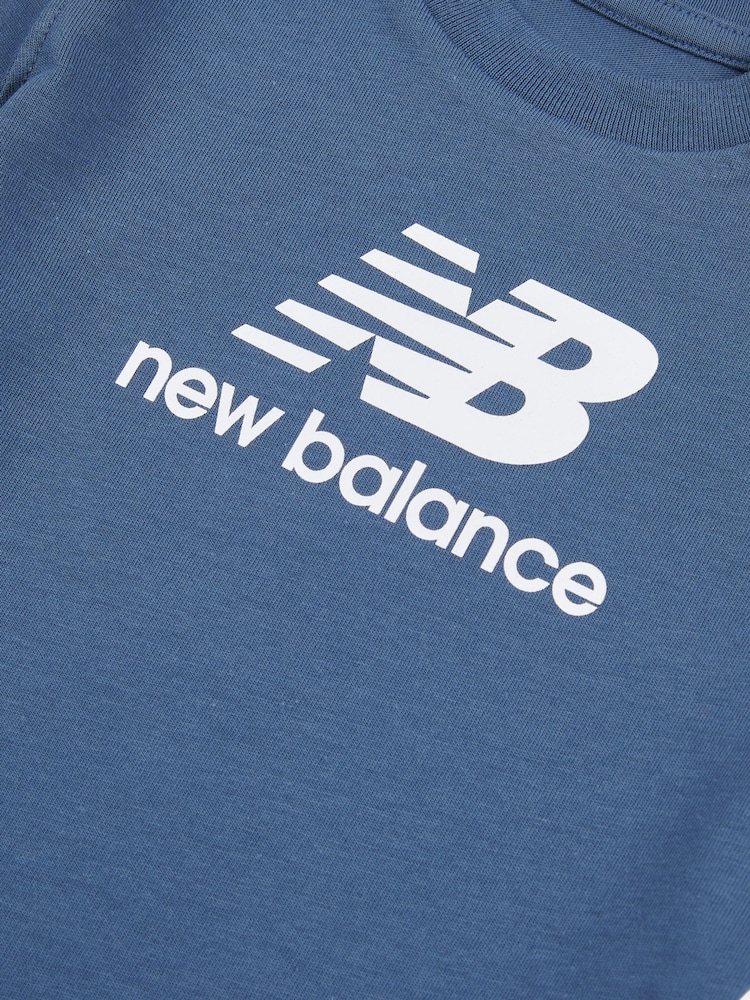Blauw - New Balance Kids Stacked Logo 100% Cotton T-Shirt - Image 3 of 3