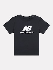 New Balance Black Kids Stacked Logo 100% Cotton T-Shirt - Image 1 of 3