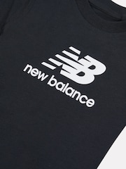 New Balance Black Kids Stacked Logo 100% Cotton T-Shirt - Image 3 of 3