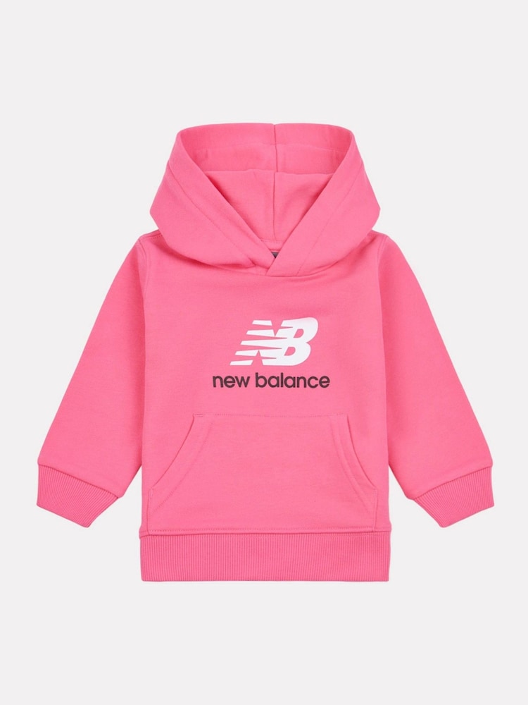 New Balance Pink Kids French Terry Stacked Logo Hoodie - Image 1 of 3