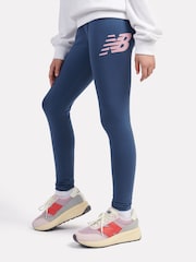 New Balance Blue Kids Stacked Logo Leggings - Image 2 of 4