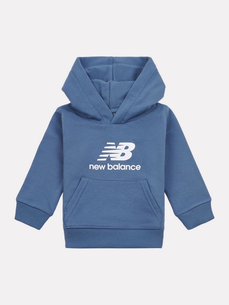 New Balance Blue Kids French Terry Stacked Logo Hoodie - Image 1 of 3