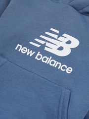 New Balance Blue Kids French Terry Stacked Logo Hoodie - Image 3 of 3