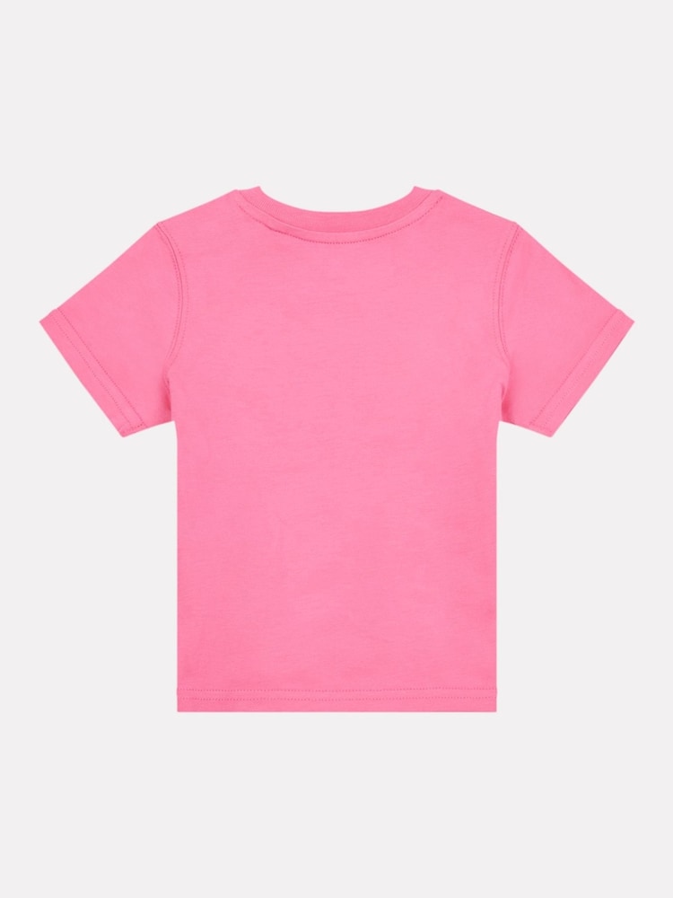 New Balance Pink Kids Stacked Logo 100% Cotton T-Shirt - Image 2 of 3