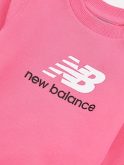New Balance Pink Kids Stacked Logo Crew Sweatshirt - Image 3 of 3