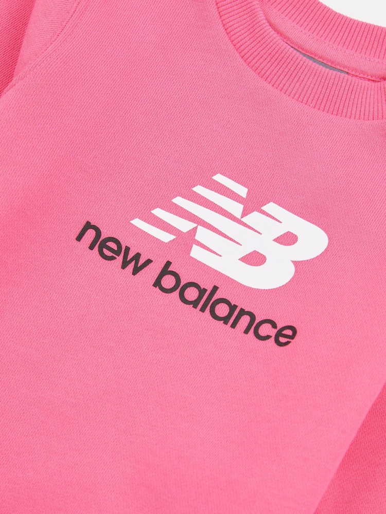 New Balance Pink Kids Stacked Logo Crew Sweatshirt - Image 3 of 3