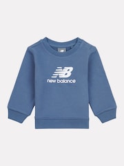 Azul - New Balance Kids Stacked Logo Crew Sweatshirt - Imagen 1 de 3
