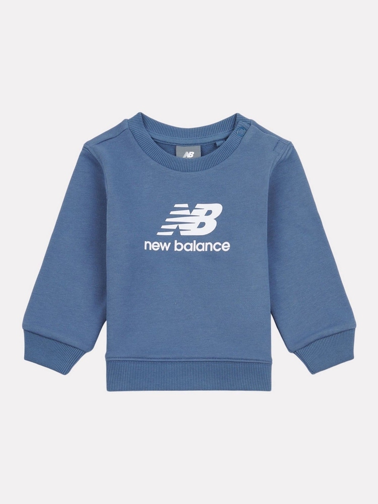 Azul - New Balance Kids Stacked Logo Crew Sweatshirt - Imagen 1 de 3