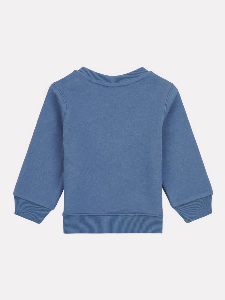 New Balance Blue Kids Stacked Logo Crew Sweatshirt - Image 2 of 3 New Balance Blue Kids Stacked Logo Crew Sweatshirt - Image 2 of 3