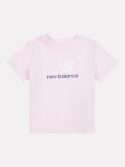 New Balance Light Pink Kids Stacked Logo 100% Cotton T-Shirt - Image 1 of 3