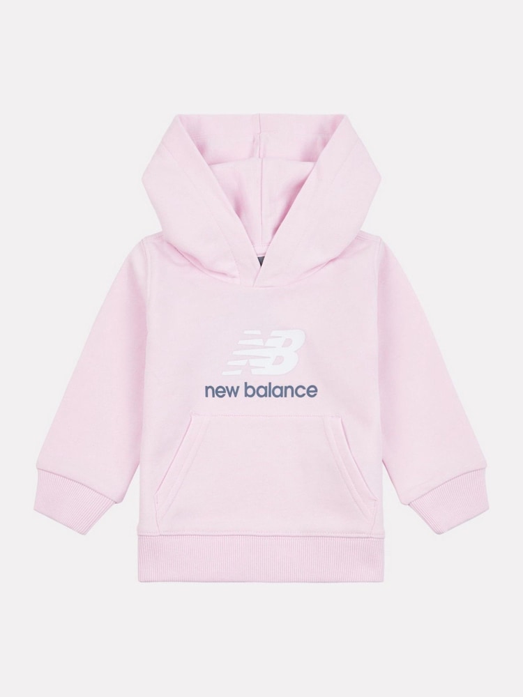 Lichtroze - New Balance Kids French Terry Stacked Logo Hoodie - Image 1 of 3