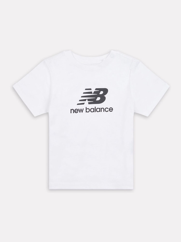 Wit - New Balance Kids Stacked Logo 100% Cotton T-Shirt - Image 1 of 3