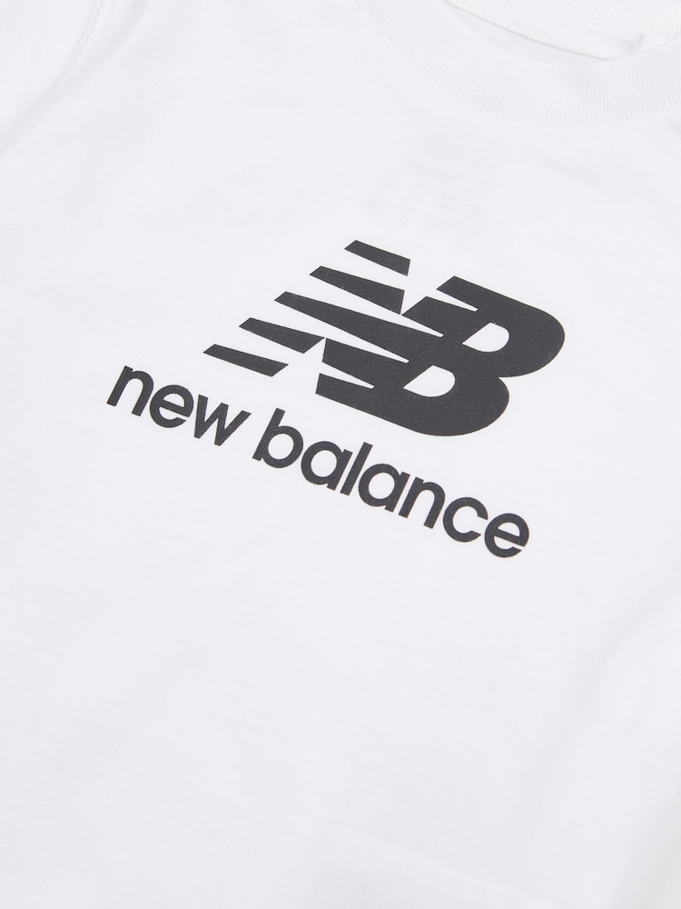 Wit - New Balance Kids Stacked Logo 100% Cotton T-Shirt - Image 3 of 3