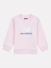 New Balance Light Pink Kids Stacked Logo Crew Sweatshirt - Image 1 of 3