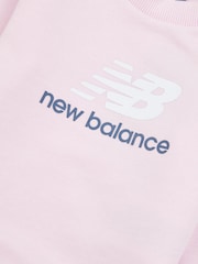 New Balance Light Pink Kids Stacked Logo Crew Sweatshirt - Image 3 of 3