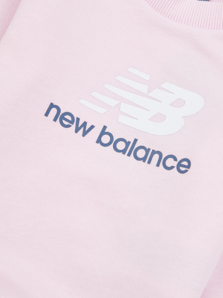 New Balance Light Pink Kids Stacked Logo Crew Sweatshirt - Image 3 of 3