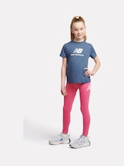 New Balance Pink Kids Stacked Logo Leggings - Image 3 of 4