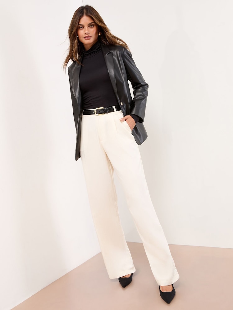 Lipsy Black Faux Leather Single Breasted Blazer - Image 4 of 4