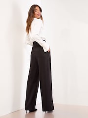 Lipsy Black Deep Waistband Tailored Wide Leg Trousers - Image 2 of 4
