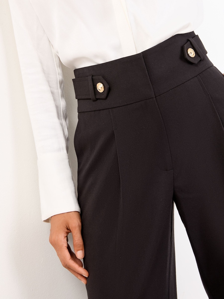 Lipsy Black Deep Waistband Tailored Wide Leg Trousers - Image 4 of 4