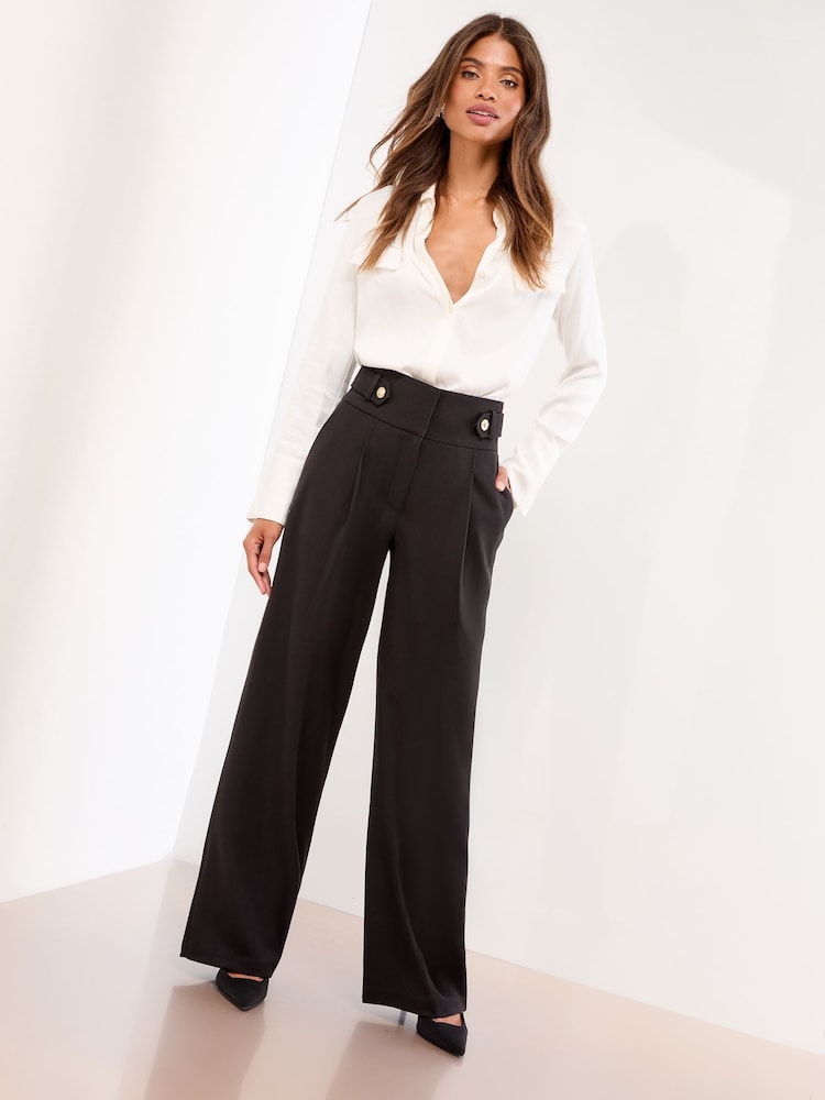 Negro - Lipsy Deep Waistband Tailored Wide Leg Trousers - Imagen 2 de 4 Negro - Lipsy Deep Waistband Tailored Wide Leg Trousers - Imagen 2 de 4