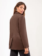 Lipsy Chocolate Brown Faux Suede Relaxed Blazer - Image 2 of 4