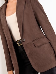 Lipsy Chocolate Brown Faux Suede Relaxed Blazer - Image 4 of 4